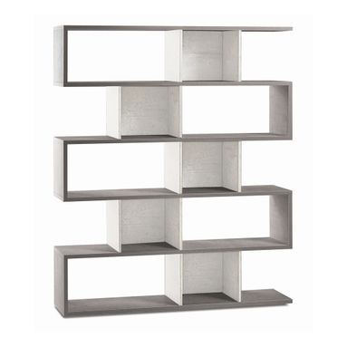 LIBRERIA MODULARE KIT 150X38XH180CM STRUTTURA CEMENTO FRONTALE OSSIDO BIANCO