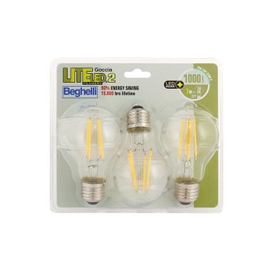 TRIPACK LAMPADA LED GOCCIA FILAMENTO E27 7W 6500K