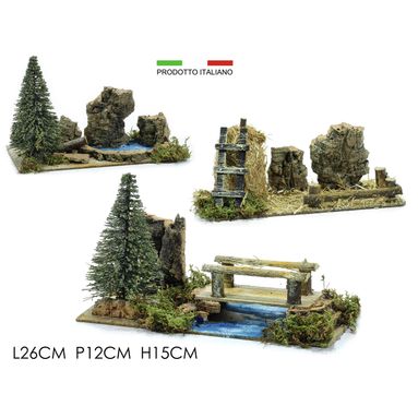 AMBIENTAZIONE CON ALBERO E STECCATO IN 3 MODELLI.