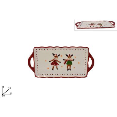 VASSOIO NATALIZIO 32X15CM CON RENNE.