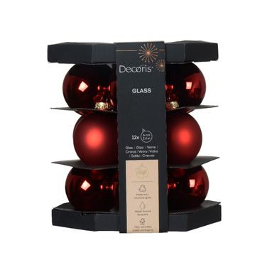 SFERE NATALIZIE 6CM ROSSE NATALE 12PZ IN VETRO..