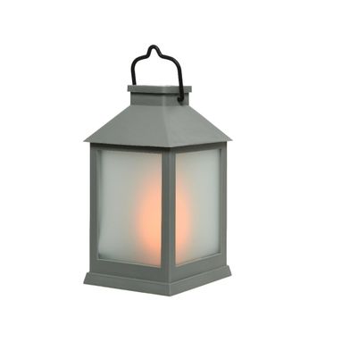LANTERNA SOLARE GRIGIA 12 LED EFFETTO FIAMMA 10X10