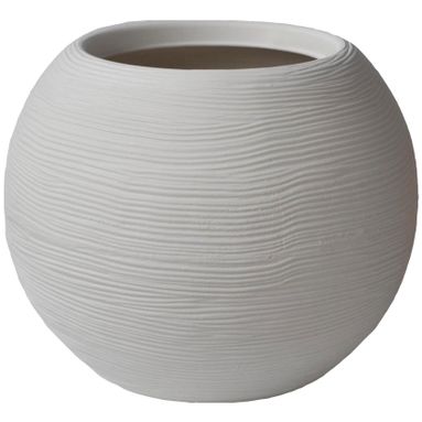VASO CASPO' RIGATO SHABBY D.40XH33CM BIANCO PERLA