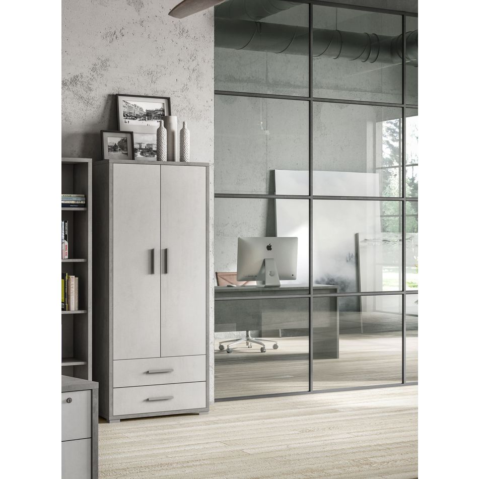 mobile-2-ante-2-cassetti-71x41xh182cm-struttura-cemento-frontale-ossido-bianco