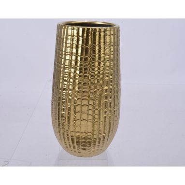 VASO IN METALLO ORO EFFETTO PIETRA 21XH37CM