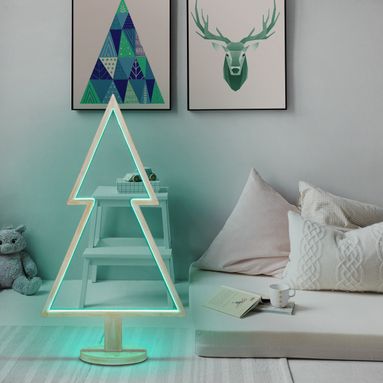 ALBERO DI NATALE 50X23XH90CM IN LEGNO CON LED RGB