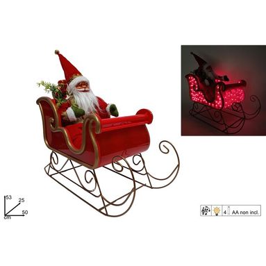 BABBO NATALE CON SLITTA 50X25XH53CM LUCE E MUSICA