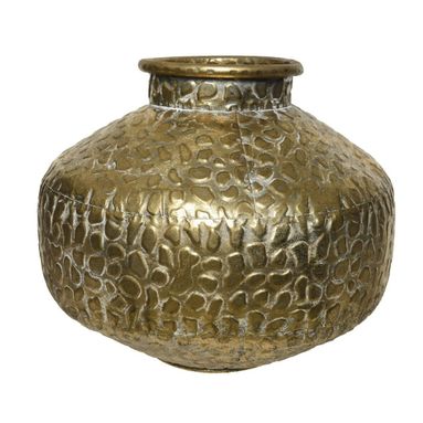 VASO IN METALLO INVECCHIATO D.27XH22CM ORO MARTELL