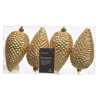 PIGNE NATALIZIE 12CM ORO IN BOX 4PZ.