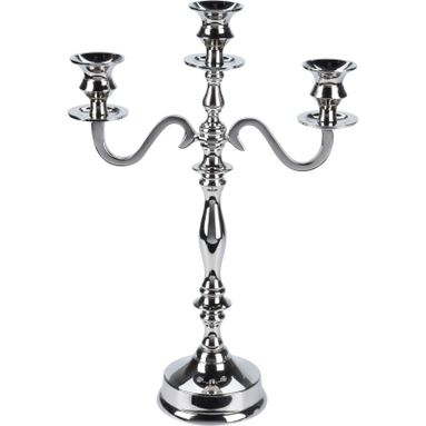 CANDELIERE A 3 POSTI H39CM ARGENTO IN ALLUMINIO