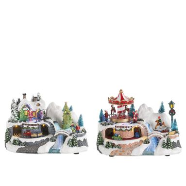 SCENARIO TRENINO/CAROSELLO 15X24XH16CM A LED..