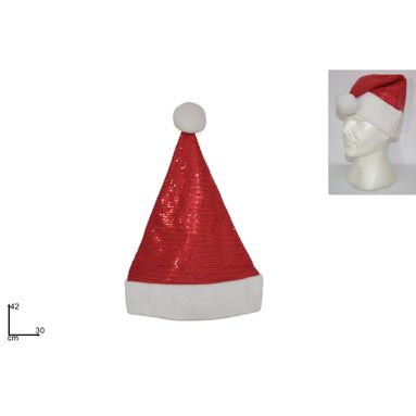 CAPPELLO ROSSO DI BABBO NATALE CON PAILLETTES