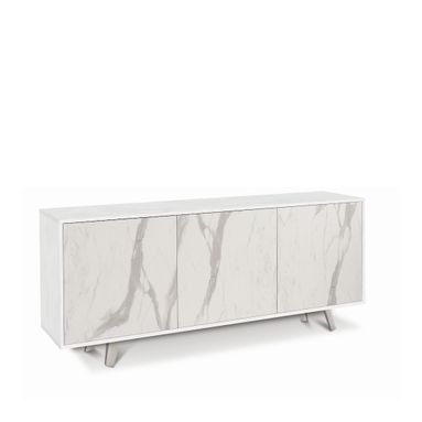 MOBILE 3 ANTE KIT 177X41XH74CM STRUTTURA OSSIDO BIANCO FRONTALE MARMO CALACATTA