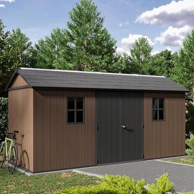 KETER CASETTA DA GIARDINO NEWTON PLUS 7515/1575 EVOTECH MARRONE - DOPPIA OPZIONE MONTAGGIO
