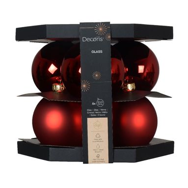 SFERE NATALIZIE 10CM ROSSE NATALE 6PZ IN VETRO..