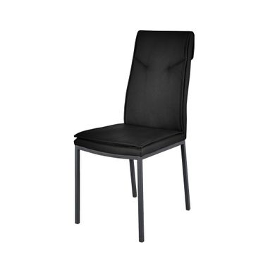SEDIA BEATRICE IN ECOPELLE NERA IMBOTTITA CON BORD