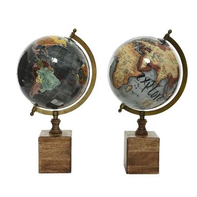 MAPPAMONDO DECORATIVO D.20XH49CM IN LEGNO AZZURRO