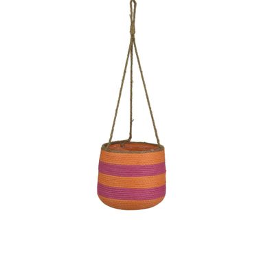 VASO PENSILE D.21XH22CM ARANCIONE A RIGHE