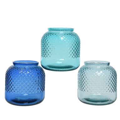 VASO HURRICANE IN VETRO D.19XH19CM 3COLORI ASS.