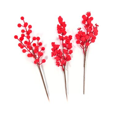 PICK BACCHE ROSSE 34CM FLOCCATE.