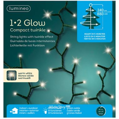 LUCI LED GLOW ESTERNO 880LED 240CM BIANCO CALDO.