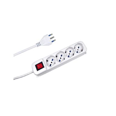 MULTIPRESA 1,5M BIANCA 4 SCHUKO E INTERRUTTORE