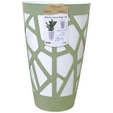 VASO MOSAIC CURVE D.26XH40CM SALVIA/BIANCO