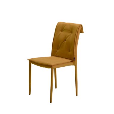 SEDIA GRETA IN ECOPELLE SENAPE CON BOTTONI E GAMBE