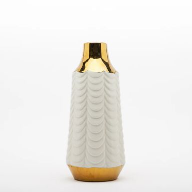 VASO DI DESIGN BIANCO ORO 8XH15CM