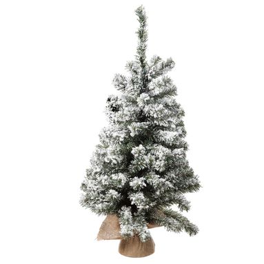 ALBERO NATALIZIO INNEVATO D.11XH75CM BASE IN JUTA.