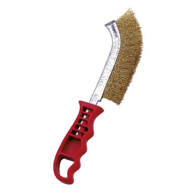 SPAZZOLA CURVA 25CM CON FILI OTTONATI E MANICO COR