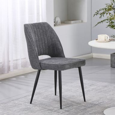 SEDIA NAILA 49,5X46XH88CM GRIGIA IN TESSUTO RIGATO
