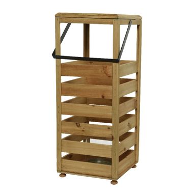 LANTERNA MODERNA IN ABETE MARRONE 25X25XH62CM