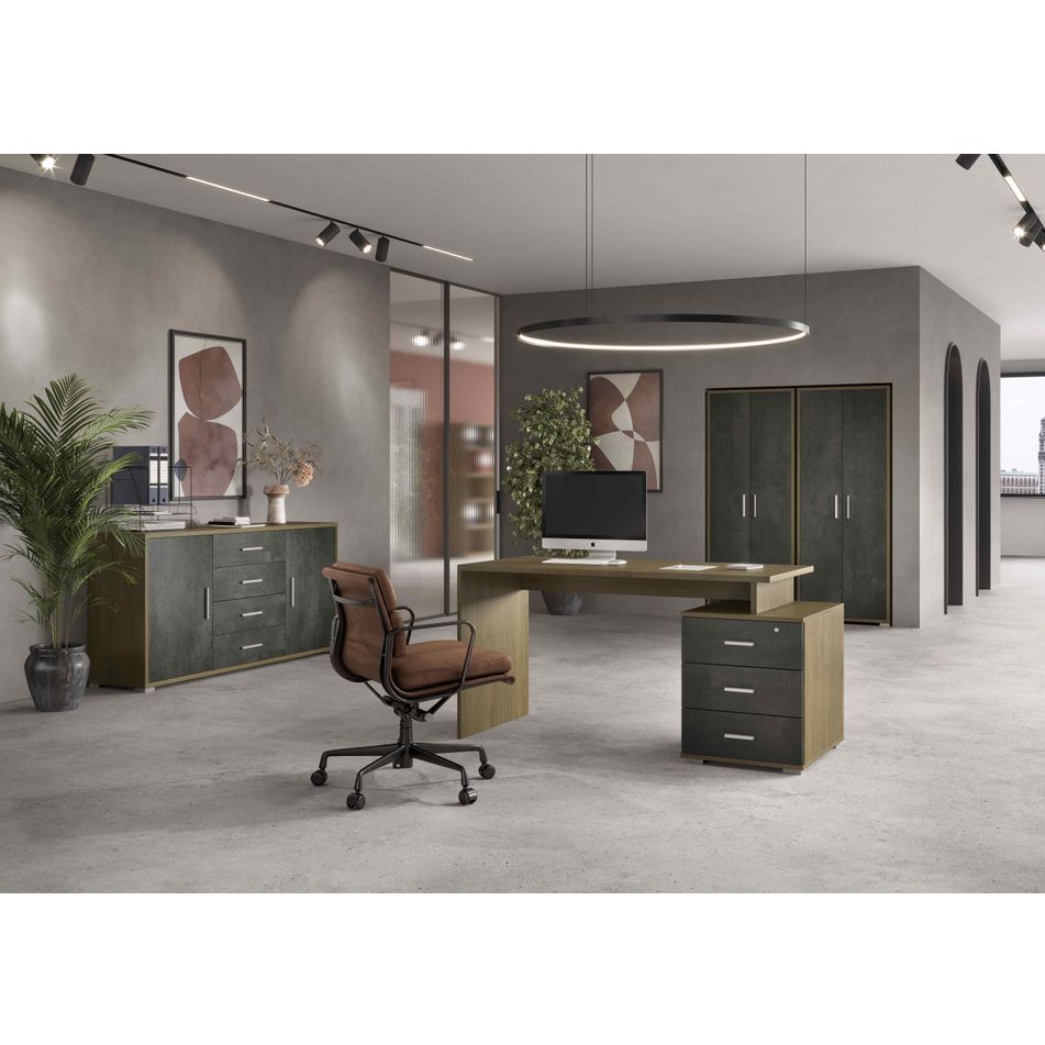 scrivania-3-cassetti-154x55xh76cm-struttura-noce-stelvio-frontali-cassetti-ossido-nero