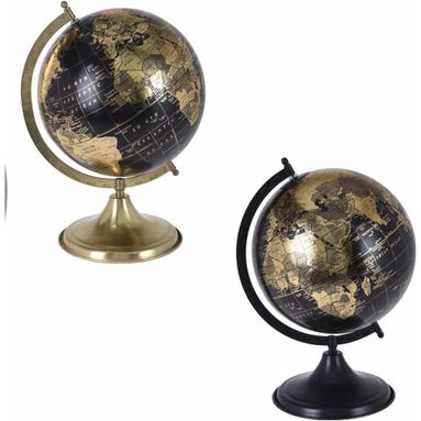MAPPAMONDO METALLO 25X36CM ORO / NERO IN 2 MODELLI