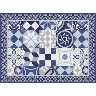TOVAGLIETTA VINILE 33X45CM DAMASCATA BLU