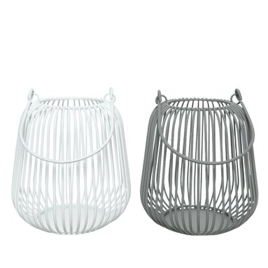 LANTERNA IN METALLO BIANCO/GRIGIO D.12XH20CM CON M