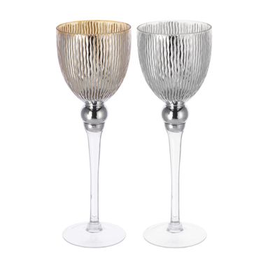 COPPA PORTACANDELA IN VETRO D.13XH40CM NATALIZIA.