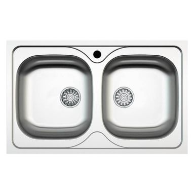 LAVELLO INOX INCASSO 86X50CM 2 VASCHE STAMPATO CON
