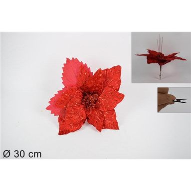 FIORE ROSSO 30CM CON CLIP.