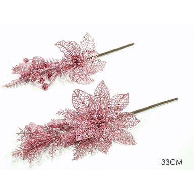 RAMO 33CM ROSA CON GLITTER IN 2 MODELLI.
