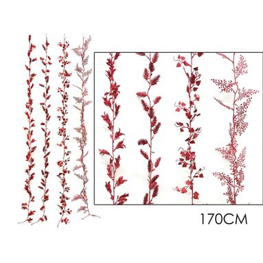 GHIRLANDA RAMO 170CM ROSSO CON GLITTER