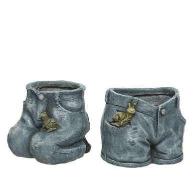 VASO IN RESINA EFFETTO JEANS 23X23XH22CM