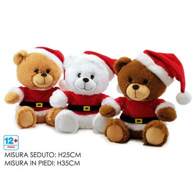 ORSO PELUCHE NATALIZIO H25CM