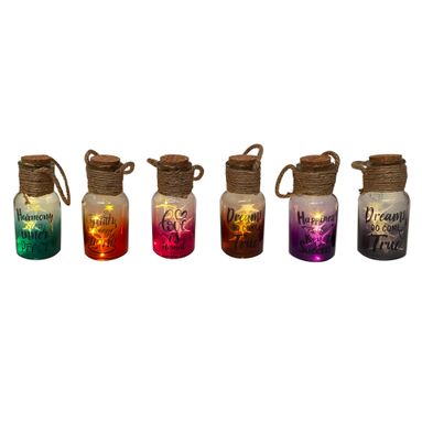 BOTTIGLIA COLORATA LED STELLE D.7XH14CM.