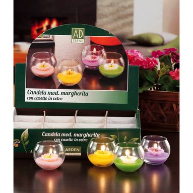 CANDELA MARGHERITA D.7XH5CM IN 4 COLORI DIVERSI