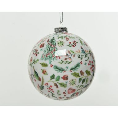 SFERA NATALIZIA BIANCA 10CM CON DECORAZIONI