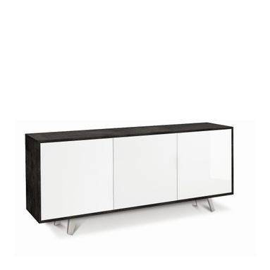 MOBILE 3 ANTE KIT 177X41XH74CM STRUTTURA OSSIDO NERO FRONTALE BIANCO LUCIDO