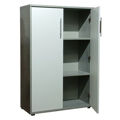 LIBRERIA OMEGA 2 ANTE 79X34XH118CM CEMENTO/BIANCA.