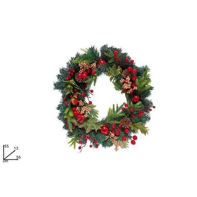 DIETROPORTA D.55CM CON BACCHE ROSSE ORO E SFERE